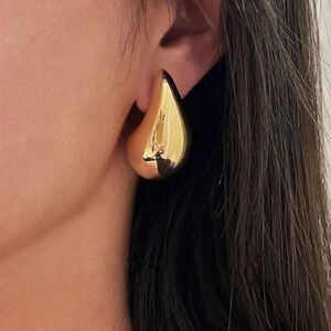 Chunky Hoop Earrings For Women Light Waterdrop Hollow Open Hoops